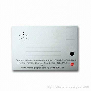 Voice Recording Postcard with Record IC, Broad Logo Printing Area for Promotional Purposes